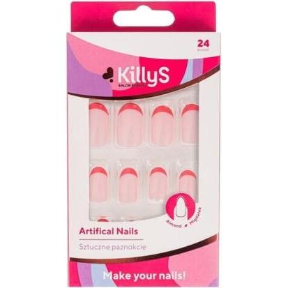 KillyS, Nagelstyling + Kunstnägel, Künstliche Nägel Mandel Rosa Französisch 24 Stück