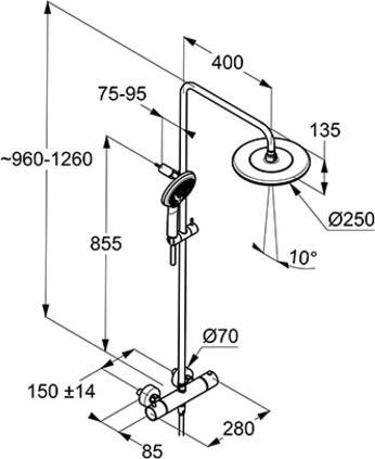 Actual product image Kludi Freshline Thermostat Dual Shower System