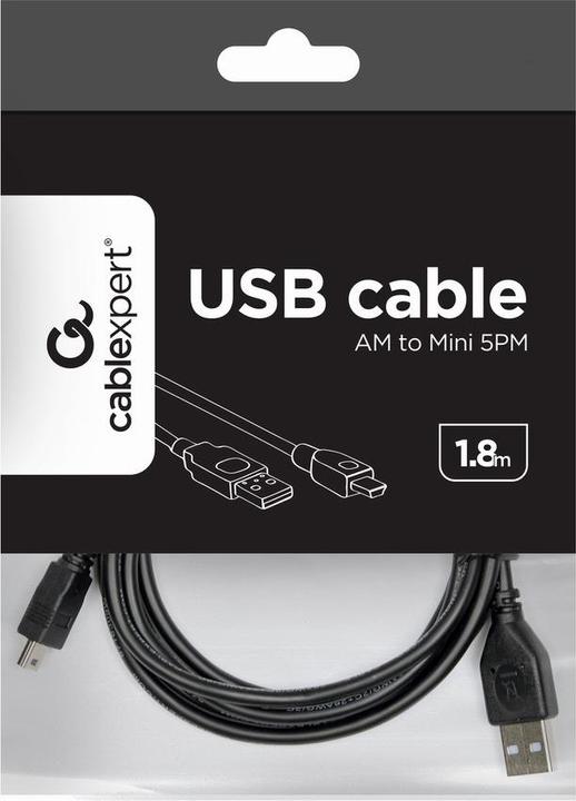 Actual product image Gembird USB cable USB (M) to mini USB, type B (M) (1.80 m, USB 2.0)