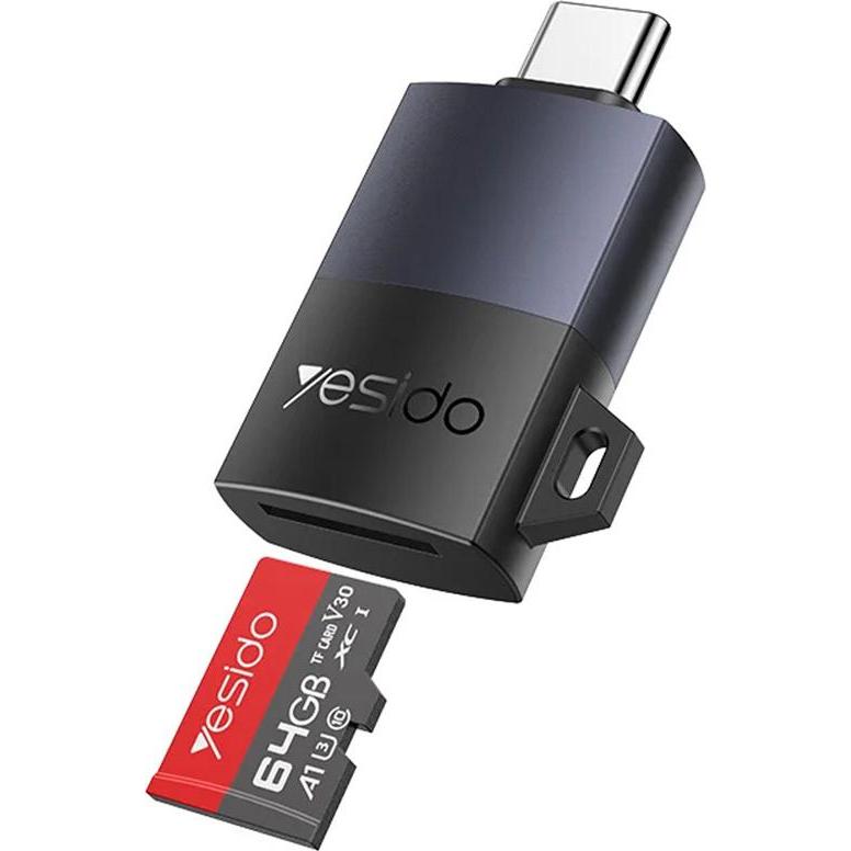 Yesido Lettore di schede USB-C GS37, microSD, nero (USB-C), Lettore di schede di memoria