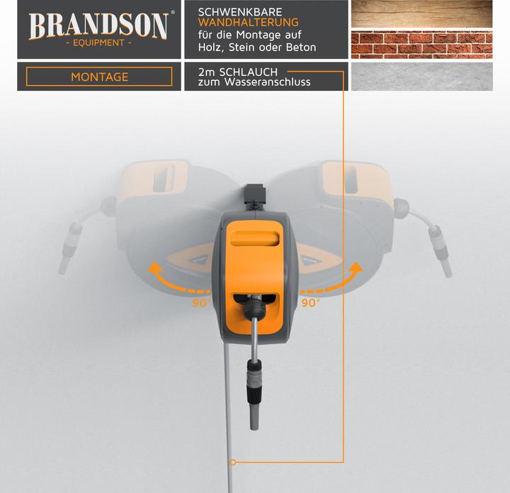 Produktbild Brandson Schlauchtrommel 20m, Gartenschlauch Box, Schlauchaufroller, Schlauch 13 mm Durchmesser, Schwenkbar (35 m)