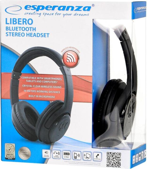 Actual product image Esperanza Libero EH163K (No noise cancellation, 4 h, Cable, Wireless)