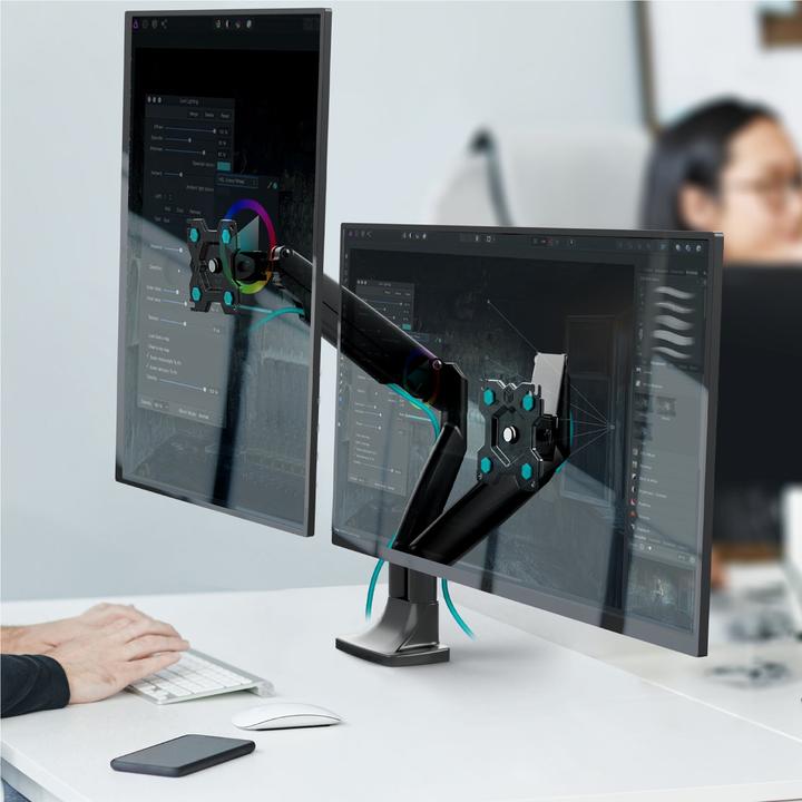 Actual product image Onkron Dual Monitor Stand for 13 to 32-inch LCD LED Screens up to 9 kg, Black (32", 9 kg)