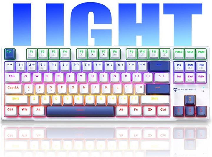 Produktbild Machenike Klawiatura gamingowa K500B-B87 przewodowa mechaniczna podświetlana Red Switch - biała (US, Kabelgebunden)