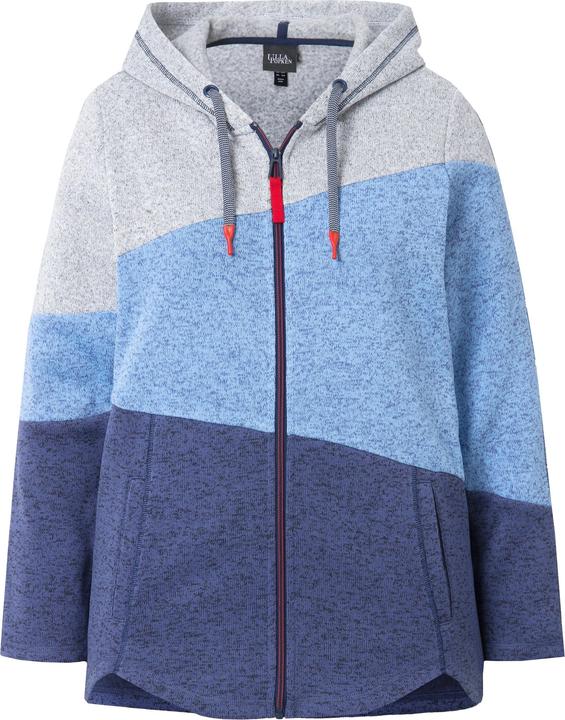Produktbild Ulla Popken Strickfleece-Jacke, Colorblocking, Kapuze, Zipper (42, 44)