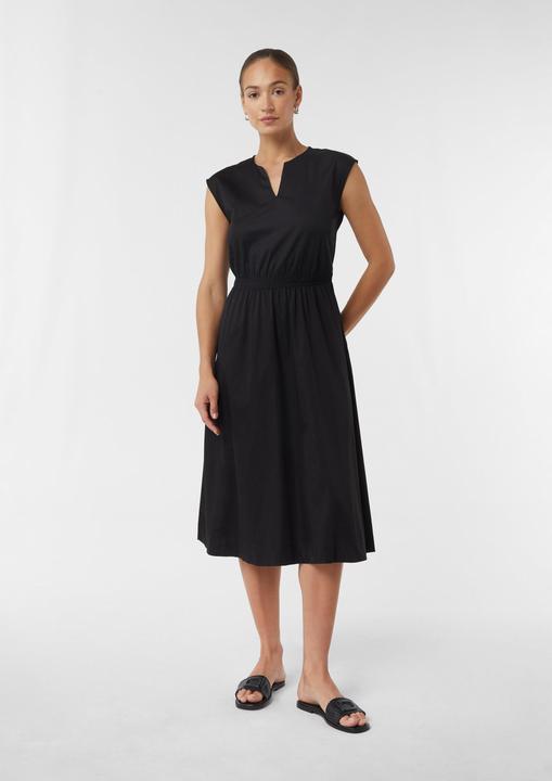Image du produit Comma Kleid Midikleid aus Popeline mit V-Ausschnitt und Elastikbund (34)