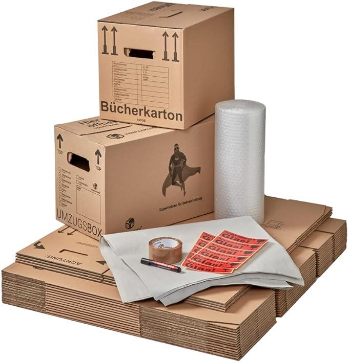 Produktbild BB Umzugskarton Zügelkarton Komplettset (für 1 bis 2-Zimmer-Wohnung bis zu einer Grösse von ca. 50 m (53 l, 15x)
