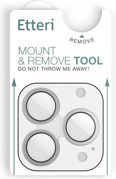 Actual product image Etteri camera lens protector for iPhone 15 Pro / 15 Pro Max titanium grey (3 pcs., Apple iPhone 15 Pro, Apple iPhone 15 Pro Max)