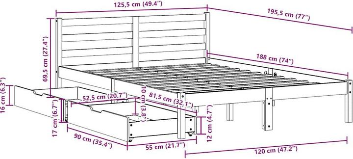 Image du produit vidaXL Bettrahmen (135 x 190 cm)