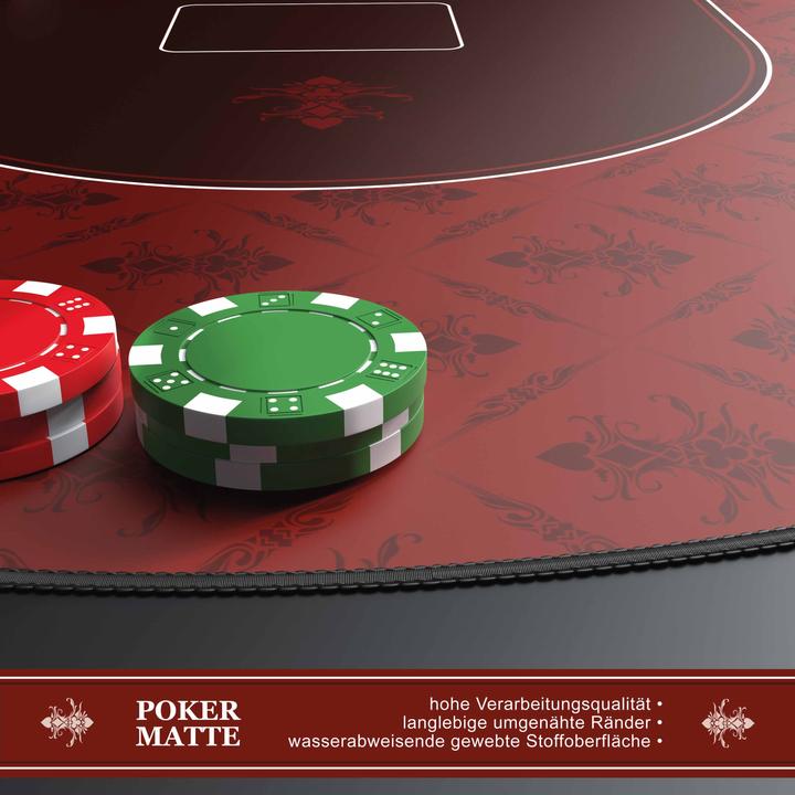 Produktbild CSL Pokermatte, grosse Schreibtischunterlage 1000x600mm, ovale Pokertischauflage für Kartenspiele, rot