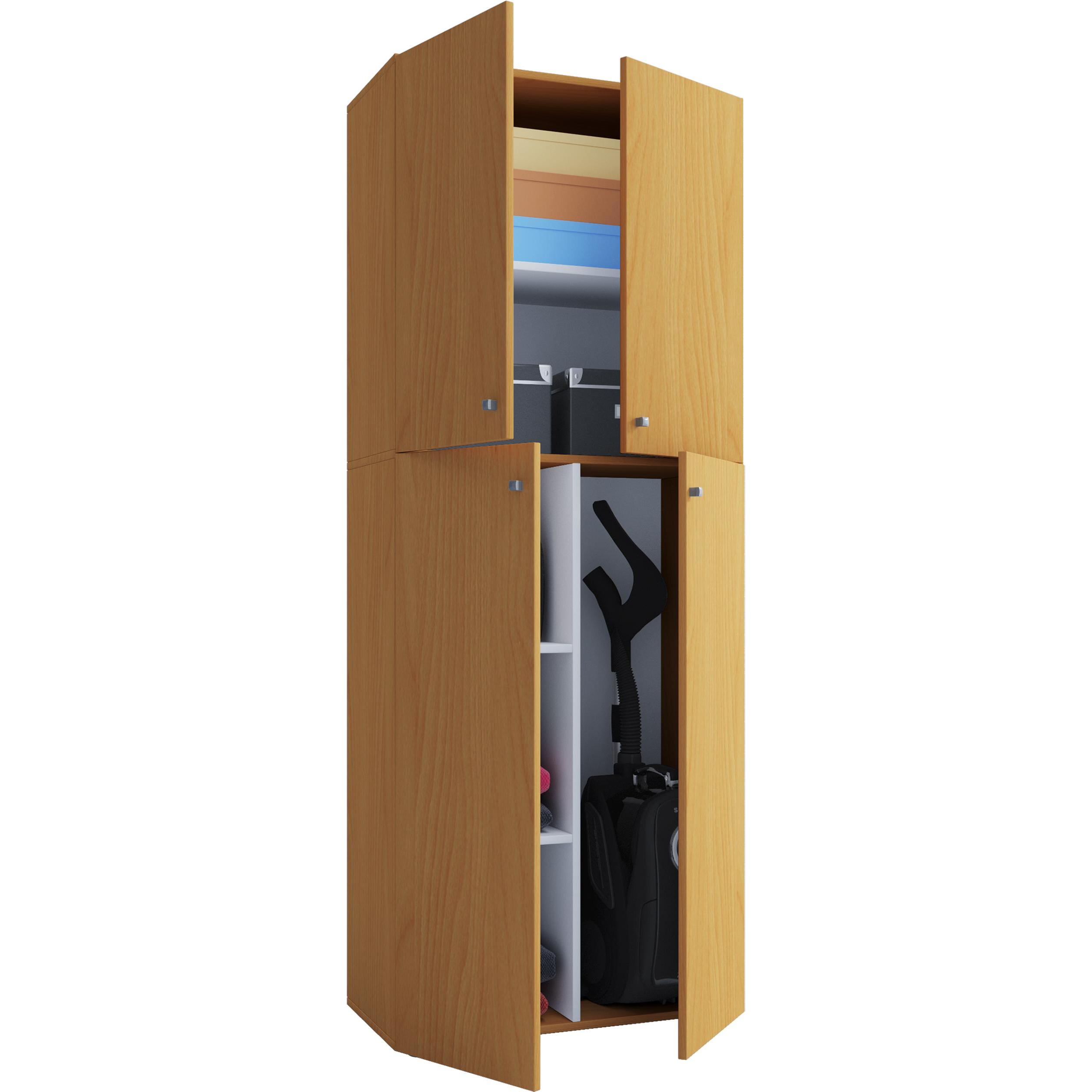 VCM, Kleiderschrank, Holz Besen Putzschrank Lona mit Drehtüren (70 x 37 cm)