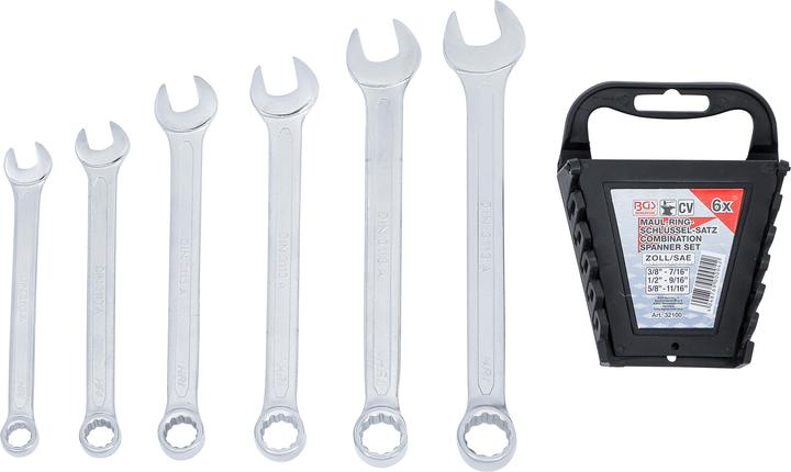 Actual product image BGS Combination spanner set | Inch sizes | SW 3/8" - 11/16" | 6 pcs. (3/8", 5/8", 1/2", 7/16", 9/16", 11/16")