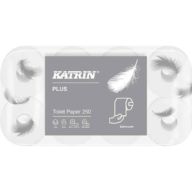 Katrin, Toilettenpapier, Toilettenpapier Plus Toilet Anzahl der Lagen: 3-lagig Anzahl der Blätter: 250 Bl./Rl. (8 x)