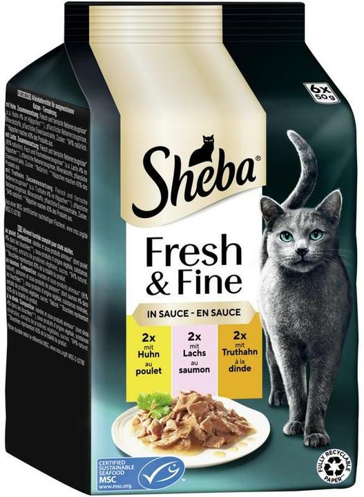 Image du produit Sheba Nassfutter Sauce mit Huhn, Lachs und Truthahn, 6 (Adulte, 6 pcs, 300 g)