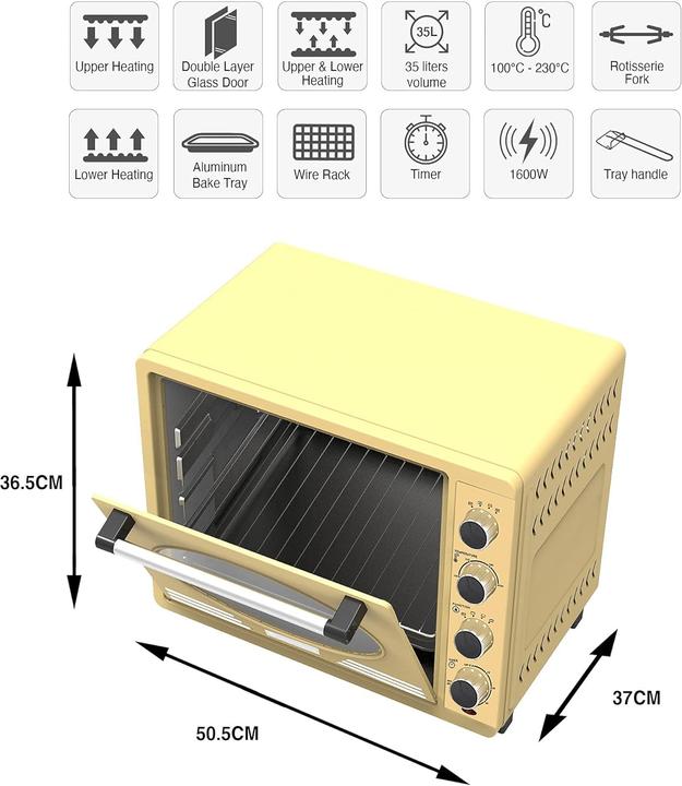 Produktbild TurboTronic By Z-Line EV35R Retro Elektrische Oven - 35 liter - Crme