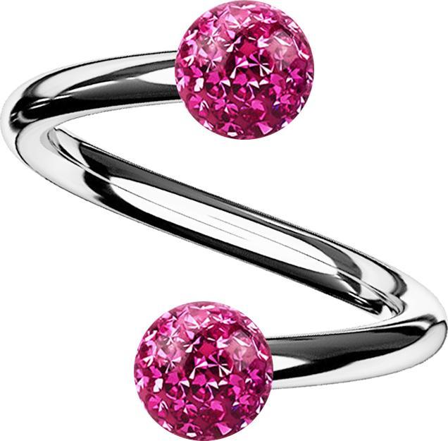 Actual product image Star Piercing Spirale silber mit zwei Kristallkugeln pink Epoxy Schutzschicht (without brass, Titanium)