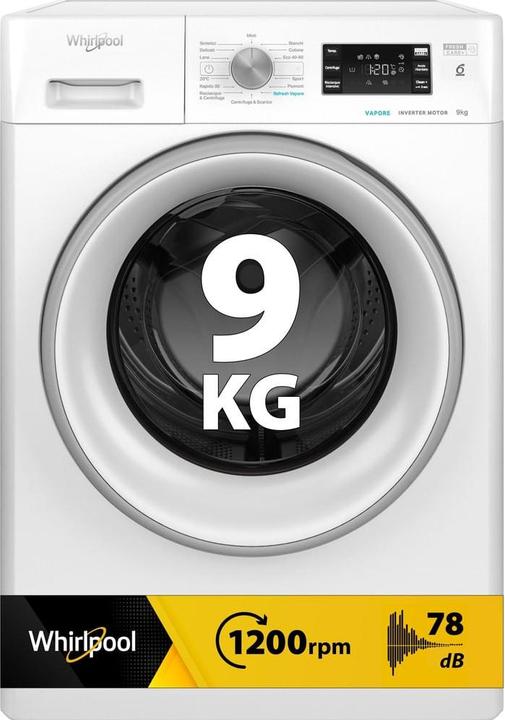 Whirlpool Waschmaschine Frontlader 9 kg 1200 U/min (9 kg, Links)