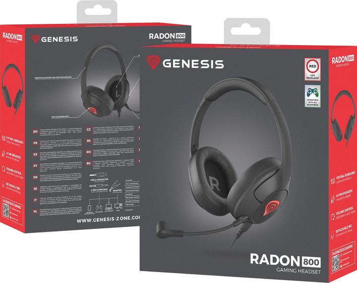 Produktbild Genesis Radon 800 Gaming Headset, On-Ear, Wired, Microphone, Black (Kabelgebunden)