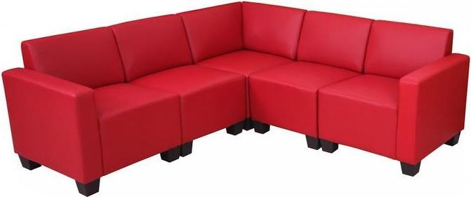 Actual product image Mendler Modular Sofa-System Couch-Garnitur Lyon 5, Kunstleder, rot (Corner sofa)