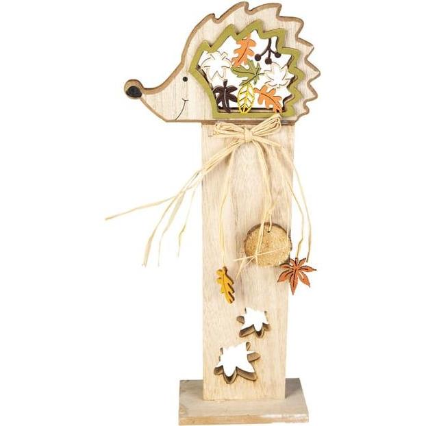 MICA Living, Deko Objekt, Standdeko - Igel - aus Holz - ca. 11 x 6,5 x 34 cm