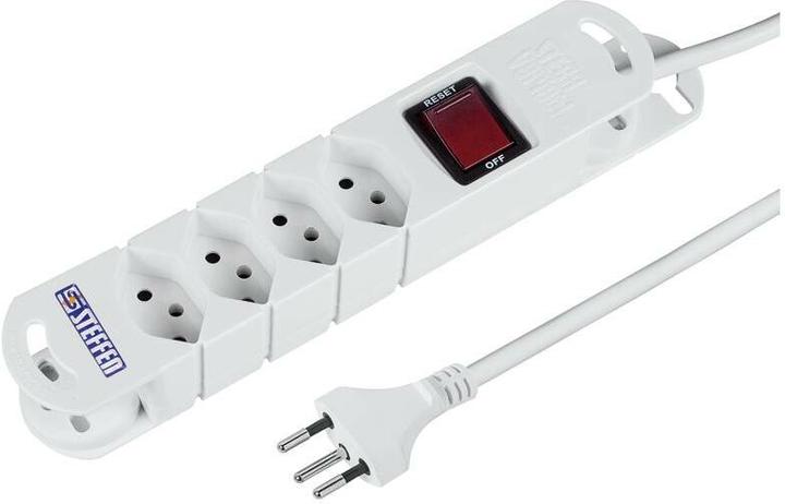 Produktbild Steffen Steckdosenleiste TIDE 4xT13 3m mit Schalter und Haftmagnete ws (4 x, Typ 13, 3 m)