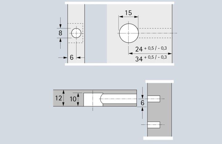 Actual product image Hettich Eccentric connecting fitting Rastex 15, for 12 mm shelves (Connection fitting, 1 pcs.)