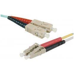 Exertis Connect LWL Patchkabel HD, 50/125 µm, OM3-Faser, SC Duplex Stecker/LC Duplex Stecker, aqua, 50,0 m UPC UPC-S (S/...