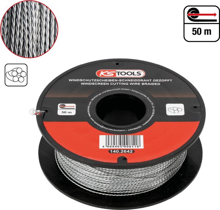 Actual product image KS Tools Scheiben-Schneiddraht, gezopft, 50 m
