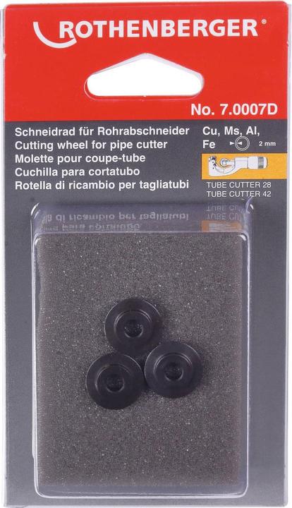 Actual product image Rothenberger Spare cutting wheel Cutting wheel Ø 3 - 42 mm Cutting depth 2.5 mm (Tailor's wheel)