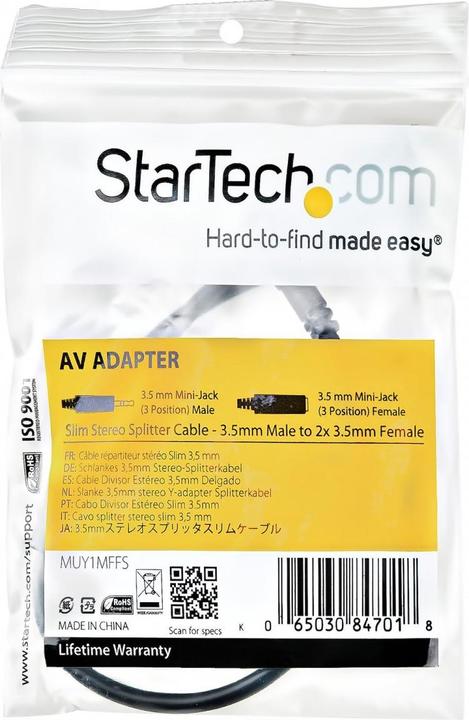 Actual product image StarTech Muy1mffs (0.20 m, AUX cable)