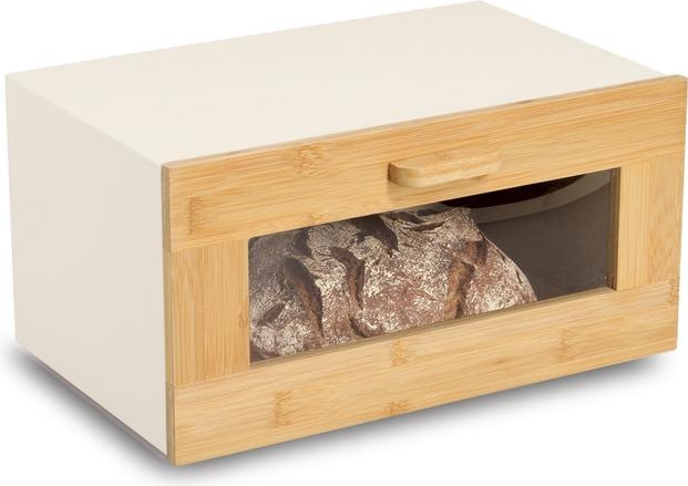 Produktbild Zeller Present Brotkasten mit Bambusfrontklappe Metall 36x23x19.5 cm