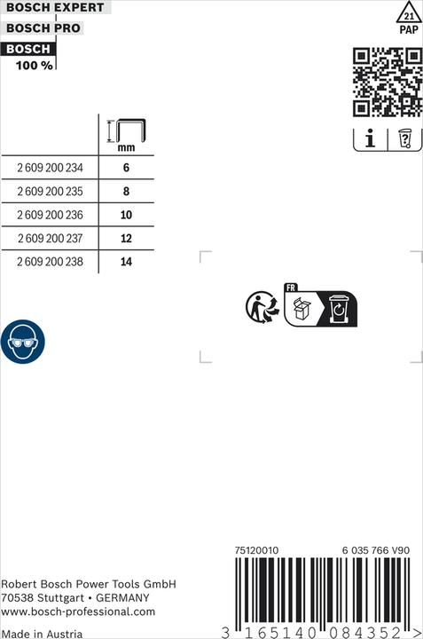 Produktbild Bosch Professional Zubehör Feindrahtklammer Typ 58, 13 x 0,75 x 8 mm, 1000er-Pack