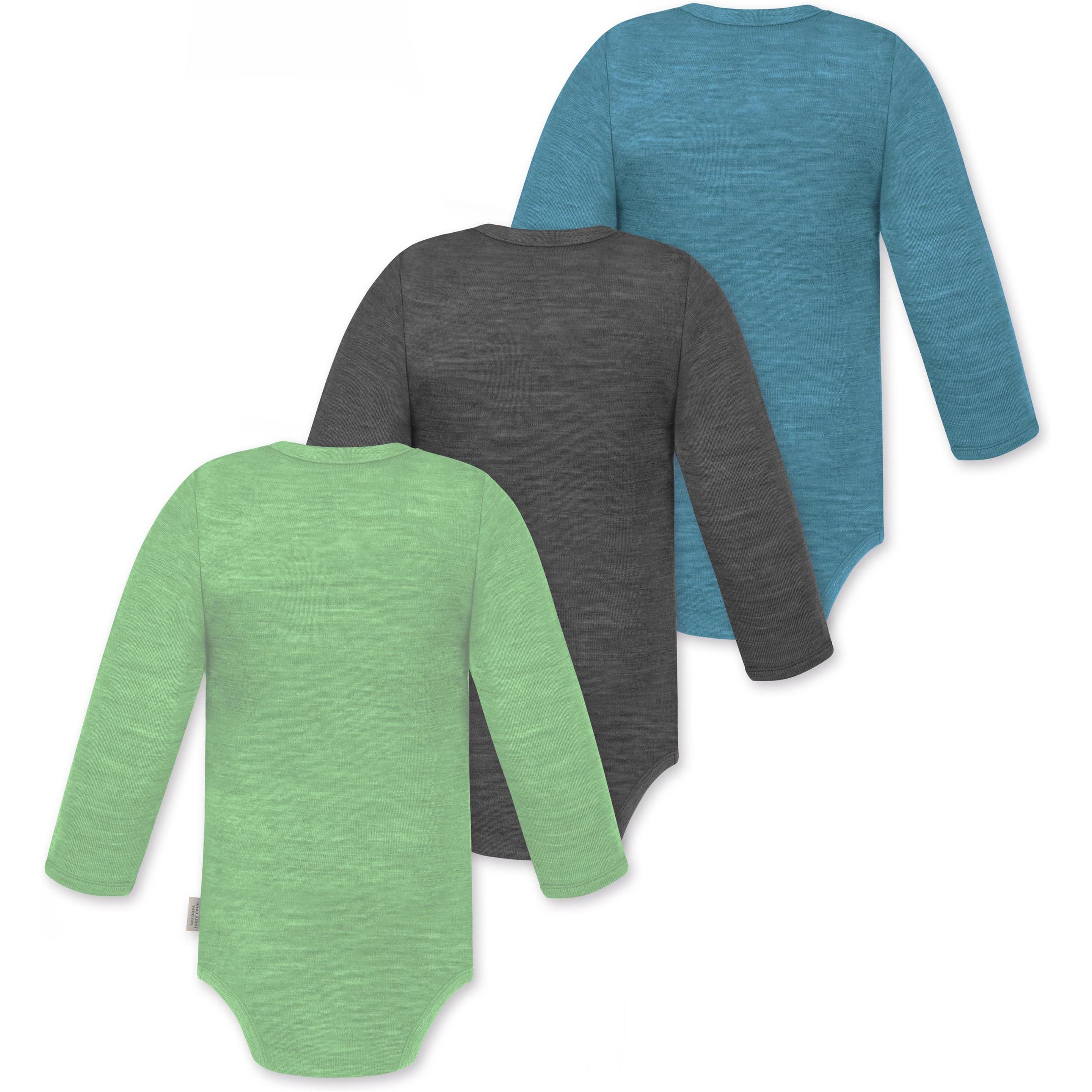 Thumbnail - Normani, Herren, Body, 3er Pack Baby Merino Langarmbody „Tuai" - 9403, Blau, (74)