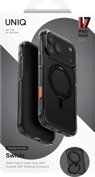 Produktbild Uniq Swivix Case for iPhone 17 Pro Max 360 Rotating Kickstand Black (Apple iPhone 17 Pro Max)