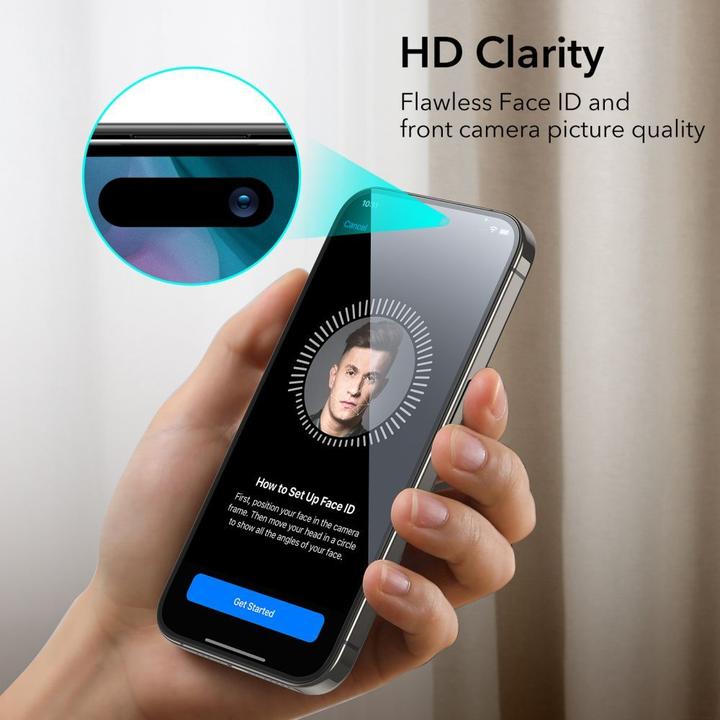 Actual product image ESR Tempered Glass 2-Pack Iphone 15 Pro Black (2 pcs., Apple iPhone 15 Pro)