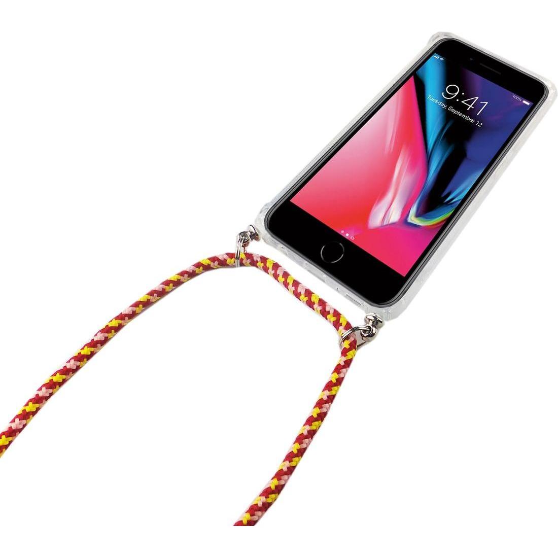 Thumbnail - König Design Apple iPhone 7 / 8 Handykette Hülle mit Band Case zum umhängen mit Kordel Rot, Handykette, Transparent