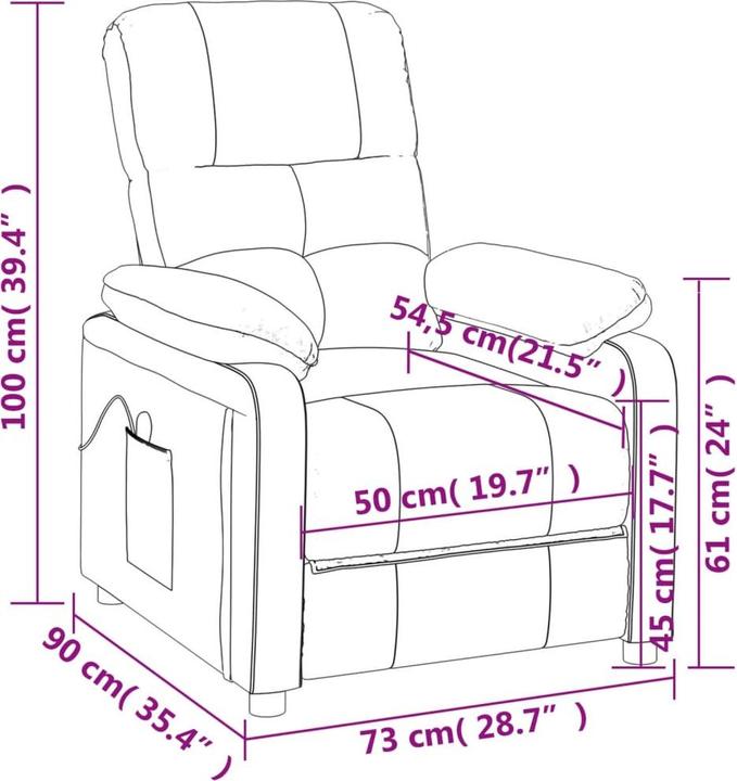 Produktbild vidaXL Massagesessel Fernsehsessel Relaxsessel Sessel Liegesessel Braun Stoff