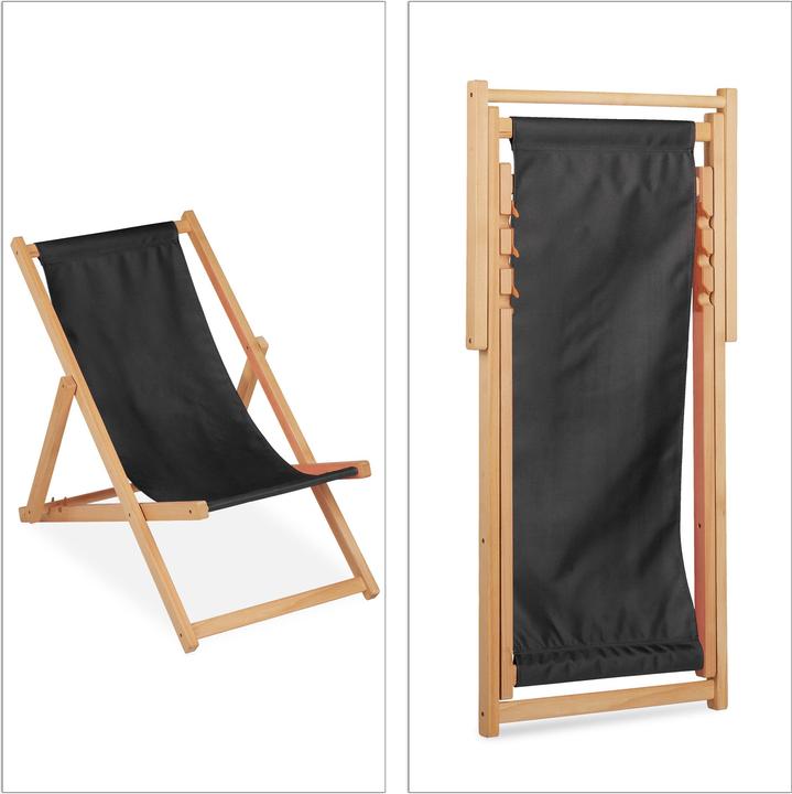 Actual product image Relaxdays Wooden deckchair (92 cm)