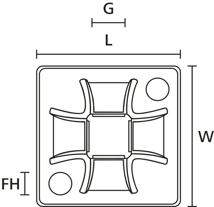 Produktbild HellermannTyton Montagesockel Q-Mount klebend 40x40mm (Metallkabelbinder, 40 mm, 50 Stk.)