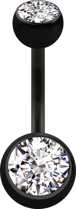 Immagine prodotto Star Piercing Banana nera con due sfere di cristallo argento (Acciaio chirurgico 316L, senza ottone)