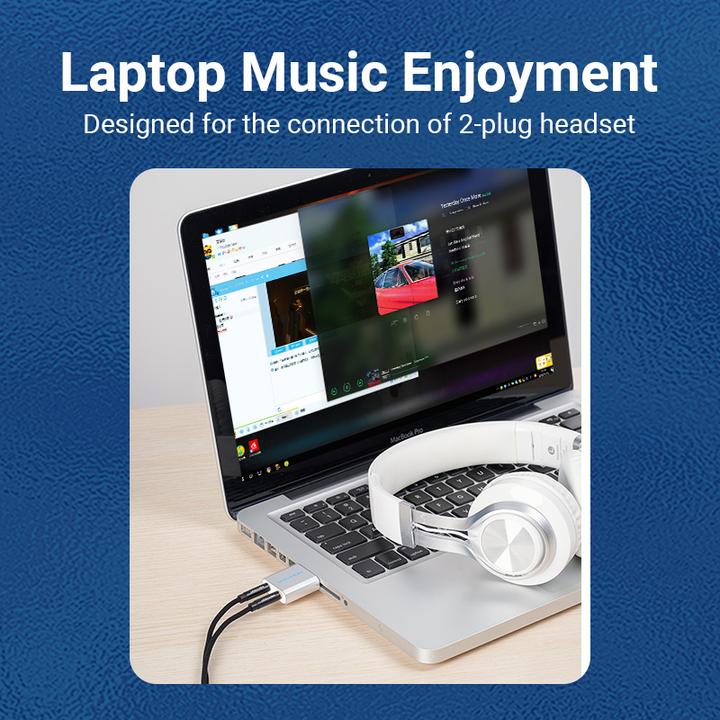 Actual product image Vention USB External Sound Card Silvery Metal Type (USB)