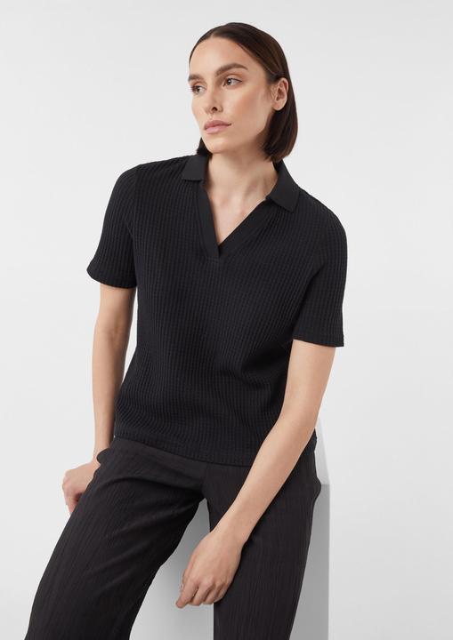Produktbild Comma Sweatshirt Kurzarm-Sweatshirt mit Polokragen (34)