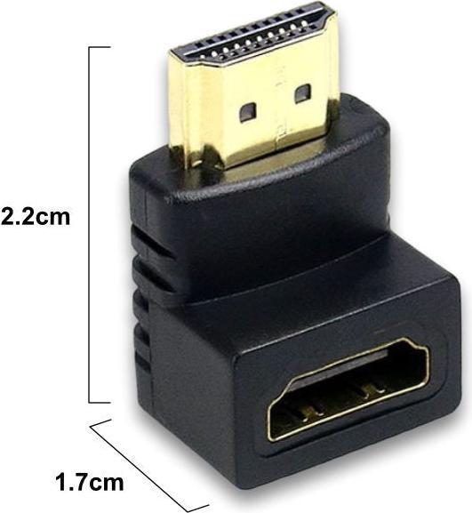 Actual product image Hermex HDMI male to HDMI female HDMI angle adapter 90° angle adapter HDMI (HDMI, 2.20 cm)