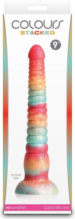 Actual product image NS Novelties colours stacked 9 inch dildo red/gold