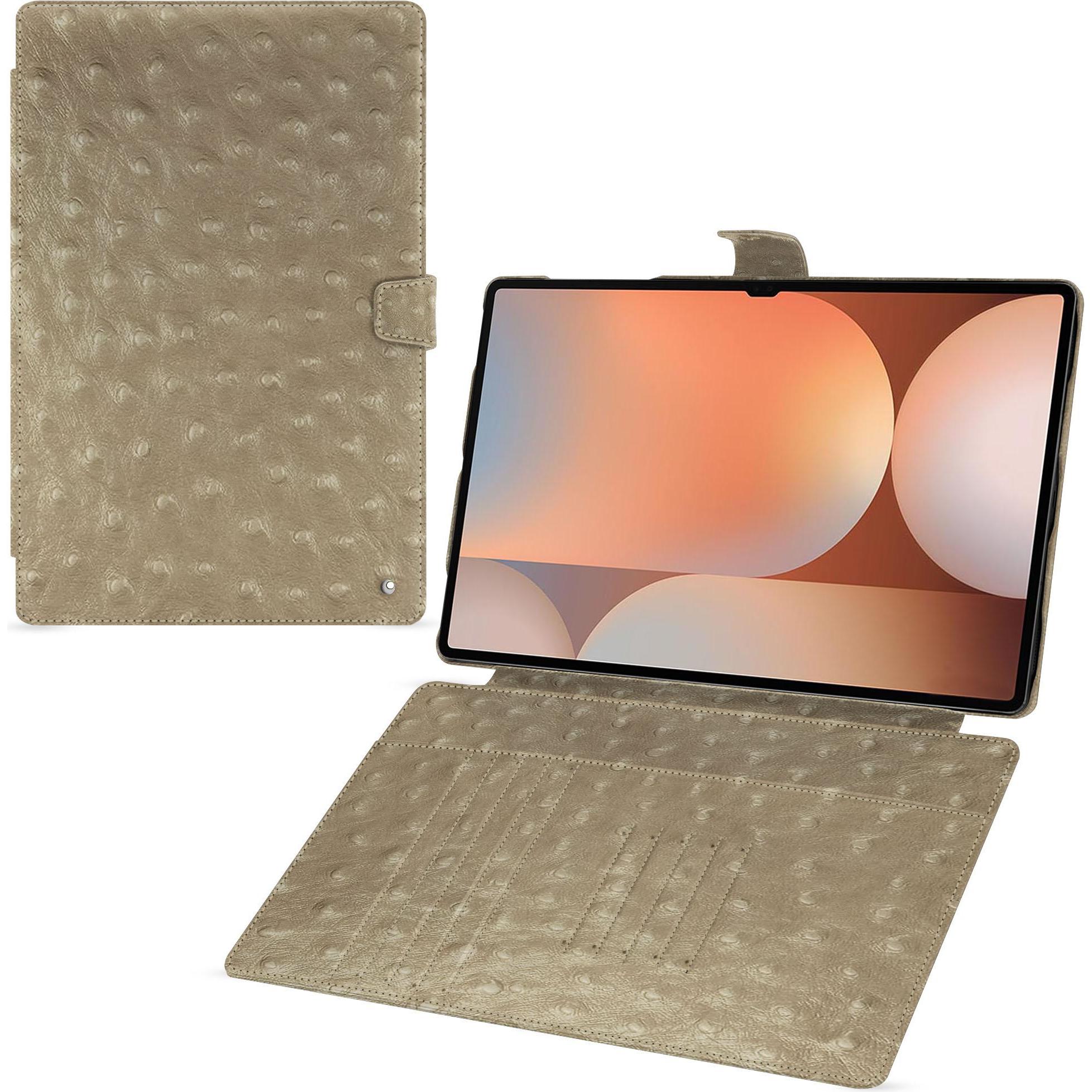Noreve Lederschutzhülle für Samsung Galaxy Tab S10 Ultra (Galaxy Tab S10 Ultra), Tablet Hülle, Beige