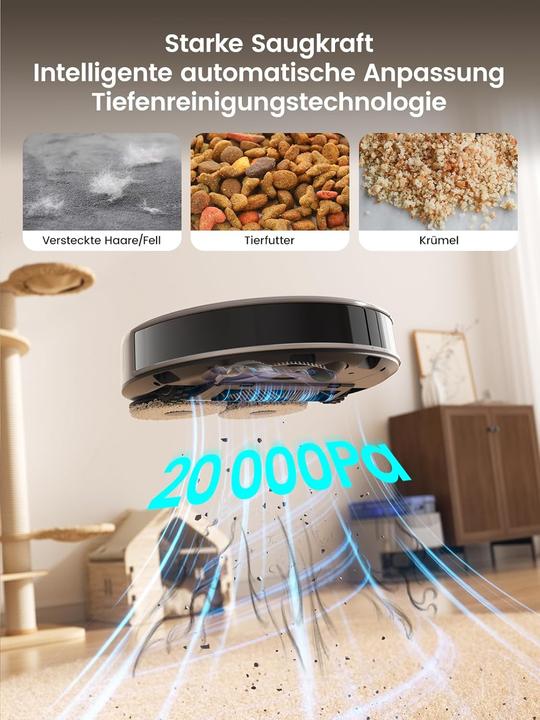 Produktbild M3 Max Saugroboter mit Wischfunktion & LiDAR-Navigation (20000 Pa)