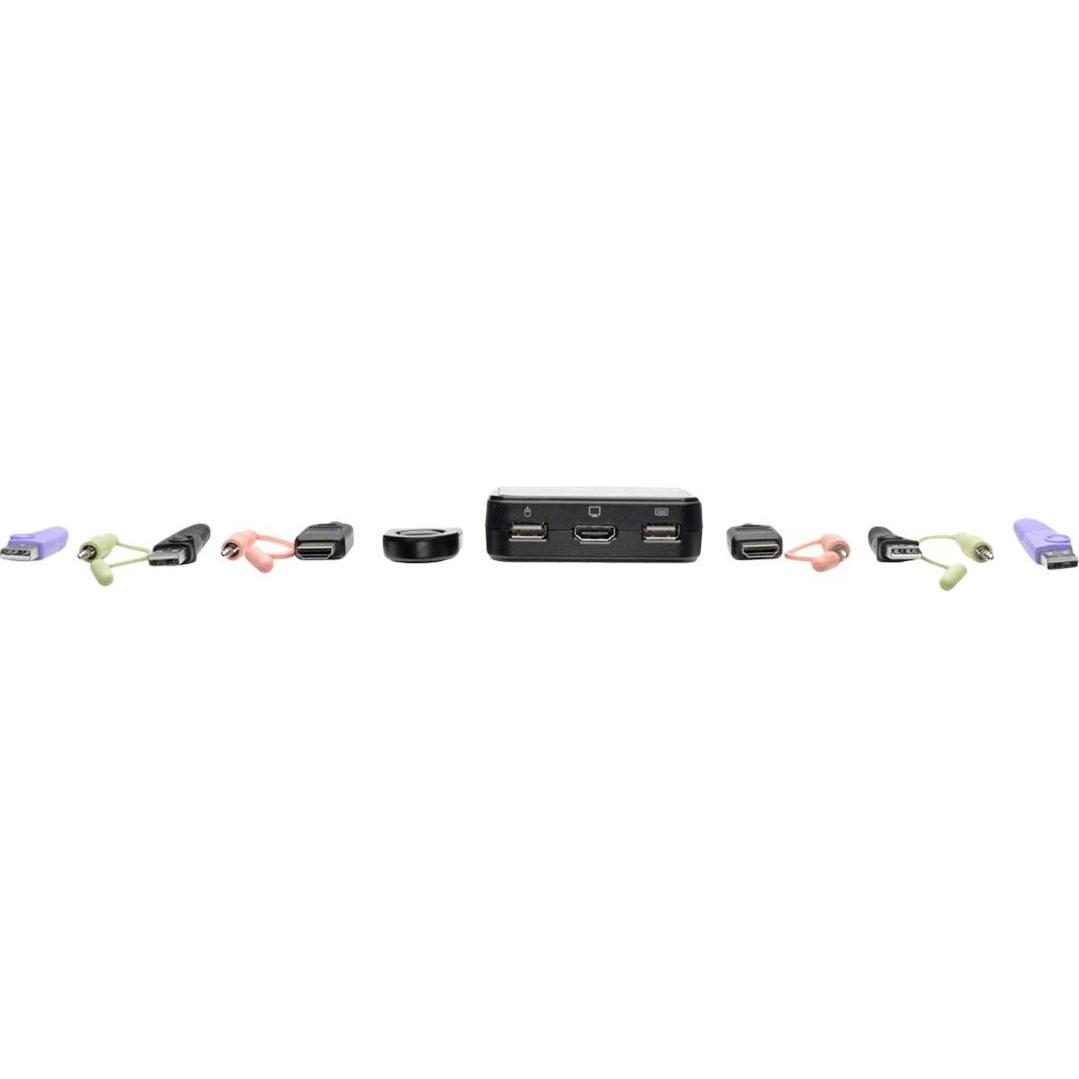 Thumbnail - Eaton 2-Port USB/HD Cable KVM Switch with Audio/Video Cables and USB Peripheral Sharing, KVM Switch, Schwarz