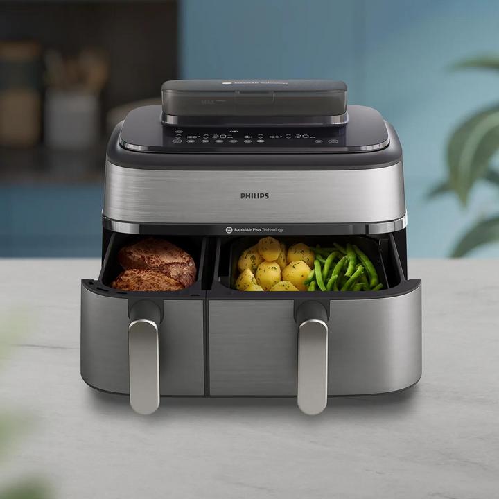 Actual product image Philips Steam Airfryer Dual Basket NA555/00