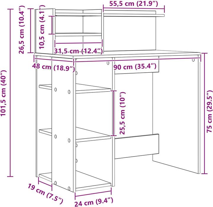 Produktbild vidaXL Schreibtisch (48 x 48 x 101.50 cm)