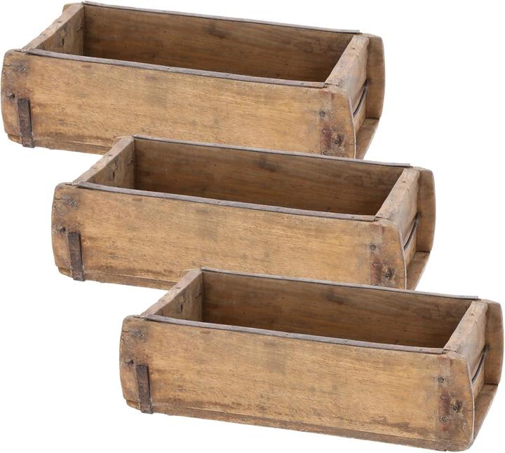 Produktbild Novaliv 3x Holzkiste Vintage 30 x 15 x 10 cm Alte Ziegelform Holz EIN KAMMER Allzweckkiste aus recyc (15 cm, 3x)